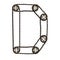 Steampunk font. Letter D from chain gear elements, tires, reflectors