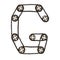 Steampunk font. Letter G from chain gear elements, tires, reflectors