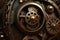 Steampunk Gear Background Small Details Art Futuristic Design. Generative AI