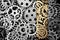 Steampunk gears background in silver and gold color.