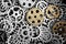 Steampunk gears background in silver and gold color.