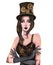 Steampunk girl. Portrait of a girl in a hat on white isolated background. Victorian steampunk