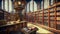 Steampunk Grand Library Background, Books
