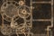 Steampunk grunge background, elements on rusty background