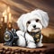 Steampunk havanese dog created by ai technology