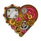 Steampunk heart collage of metal gears in doodle