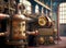 Steampunk Industrial Factory Machine Background