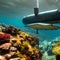 A steampunk-inspired submarine exploring the depths of an underwater abyss, discovering hidden treasures5, Generative AI