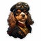 Steampunk-inspired Vinyl Sticker Of A Dog In Uniform