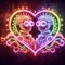 steampunk king and queen in love neon sign valentine illustration concept rusty background