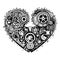 Steampunk mechanical black heart for print, vector