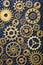 Steampunk mechanical cogs gears wheels on leather background