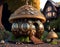 Steampunk Mushroom house. AI generated