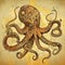 steampunk octopus in gold ocean