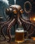 Steampunk Octopus Pouring Beer