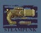 Steampunk old revolver vector concept design gun