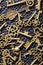 Steampunk old vintage metal keys background