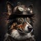 Steampunk portrait of a Border Collie dog. Created with Generative AI. Midjourney illustration