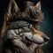 Steampunk portrait of the wolf. Created with Generative AI