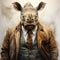 Steampunk Rhino: A Vintage Watercolored Portrait With Hidden Meanings