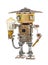 Steampunk robot. Cyberpunk style. Chrome and bronze parts