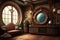 Steampunk Room Art Futuristic Design. Generative AI