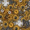 Steampunk seamless pattern of metal gears in