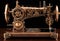 a steampunk sewing machine with complex mechanical components.