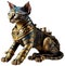 Steampunk Sphinx Cat, Isolated, Laying Down