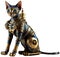 Steampunk Sphinx Cat, Isolated, Sitting Down