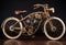 a steampunk-style bicycle with complex mechanical components.