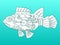 Steampunk style fish color background vector