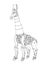 Steampunk style giraffe, black and white sketch drawing, basic media for adult stories.