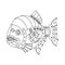 Steampunk style piranha fish coloring book vector