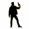 Steampunk Style Silhouette Of Man Holding Beer Bottle