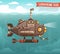 Steampunk submarine in the ocean