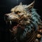Steampunk Wolf: A Dark Cyan And Light Amber Portrait