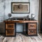 Steampunk Workshop: A steampunk-inspired home office with exposed gears, vintage industrial decor, and an antique writing desk f