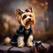 Steampunk yorkshire terrier created by ai technology