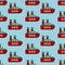 Steamship pattern seamless  cartoon style . Ship background. Vector Baby Fabric Texture