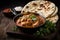 steamy bowl of chicken tikka masala, topped with fresh cilantro and served with warm naan