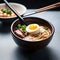 A steamy bowl of ramen with perfectly cooked noodles, slices of tender pork, and a soft-boiled egg