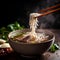 Steamy Close-Up of Vietnamese Pho Noodle Soup with Beef or Chicken