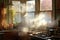 steamy smoke escaping a kitchen window