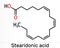 Stearidonic acid, moroctic acid, SDA molecule. It is an omega-3, fatty, octadecatetraenoic acid.