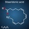 Stearidonic acid, moroctic acid, SDA molecule. Structural chemical formula on the dark blue background