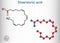 Stearidonic acid, moroctic acid, SDA molecule. Structural chemical formula, molecule model. Sheet of paper in a cage