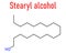 Stearyl alcohol molecule, skeletal chemical formula.