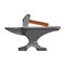 Steel anvil with hammer, forge workshop. Cartoon style vector