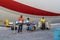 Steel Band playing in front of cruiser in Barbados, Caribbean Sea